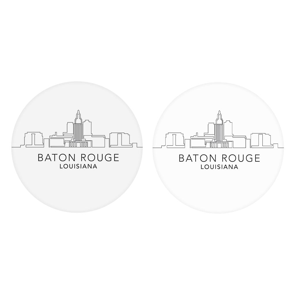 Minimalistic Baton Rouge Skyline | Absorbent Car Coasters | Set of 2 | Min 4