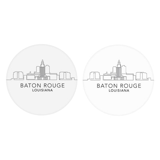 Minimalistic Baton Rouge Skyline | Absorbent Car Coasters | Set of 2 | Min 4