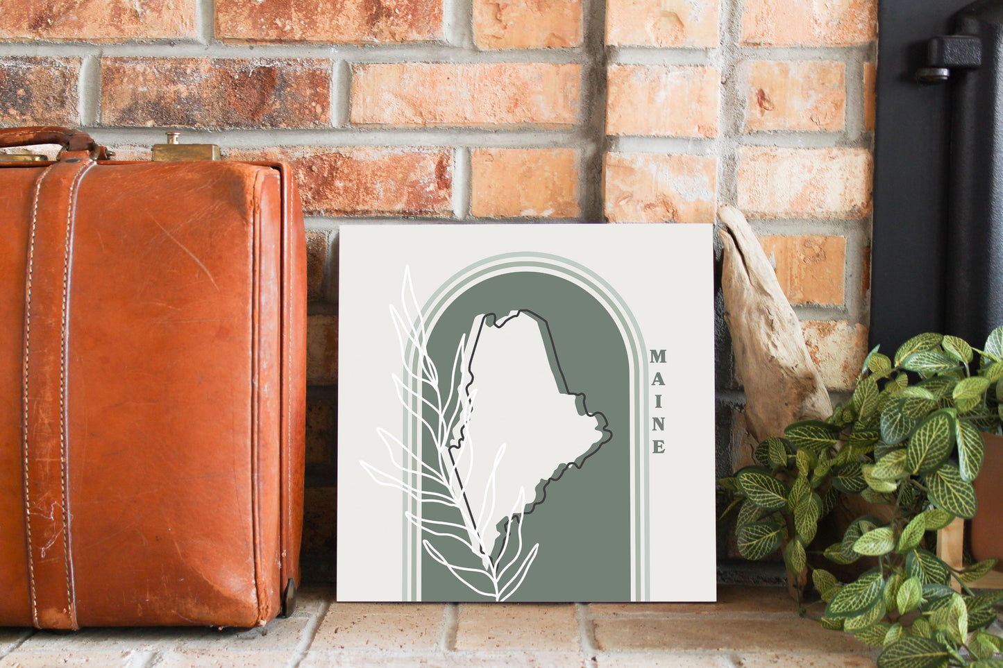 Vintage Groove State With Leaf Maine | Wood Sign | Eaches | Min 2