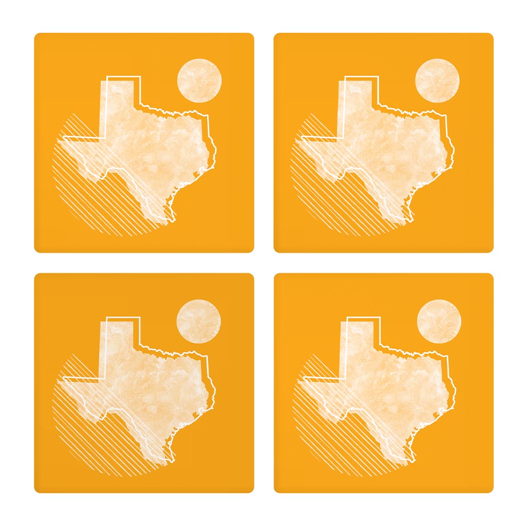 Bright Modern Geometric On Orange Texas | Absorbent Coasters | Set of 4 | Min 2