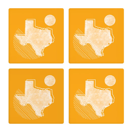 Bright Modern Geometric On Orange Texas | Absorbent Coasters | Set of 4 | Min 2
