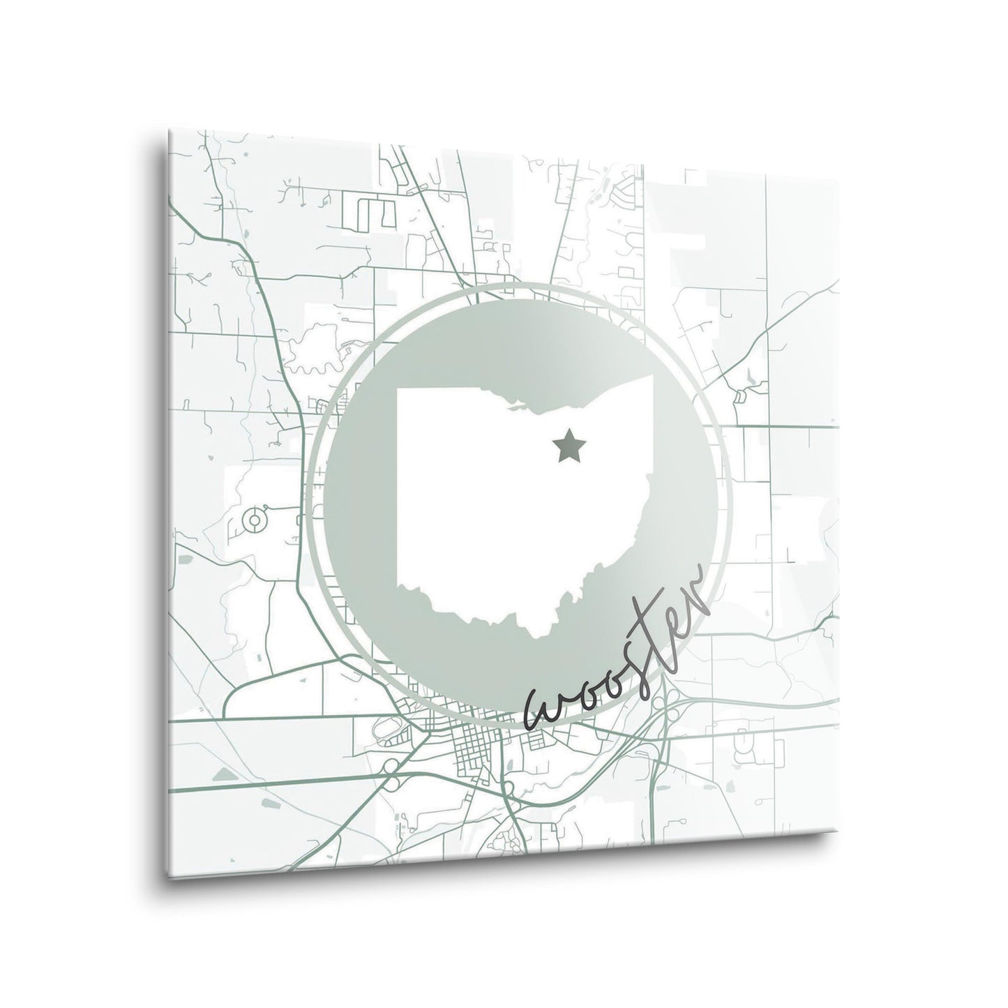 Vintage Groove State Star Map Ohio Wooster | Hi-Def Glass Art | Eaches | Min 2