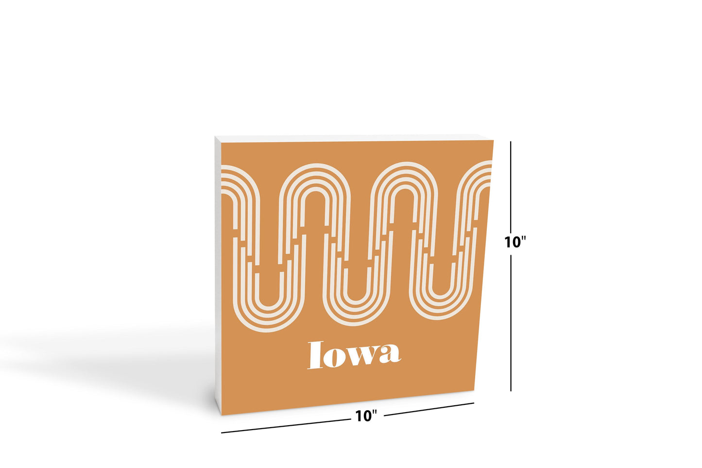 Vintage Groove Yellow Wave Lines Iowa | Wood Block | Eaches | Min 2