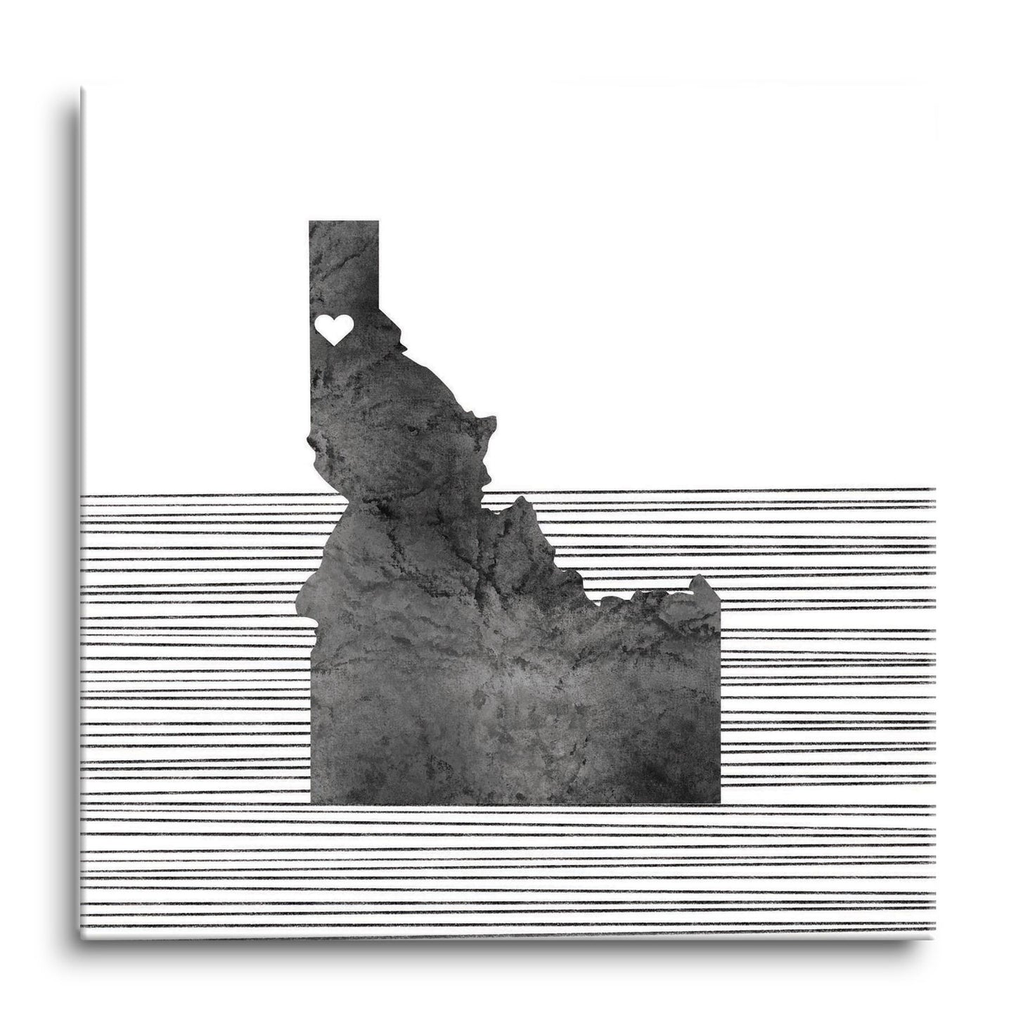 Minimalist B&W Idaho Coeur Dalene Heart Straight Lines | Hi-Def Glass Art | Eaches | Min 1