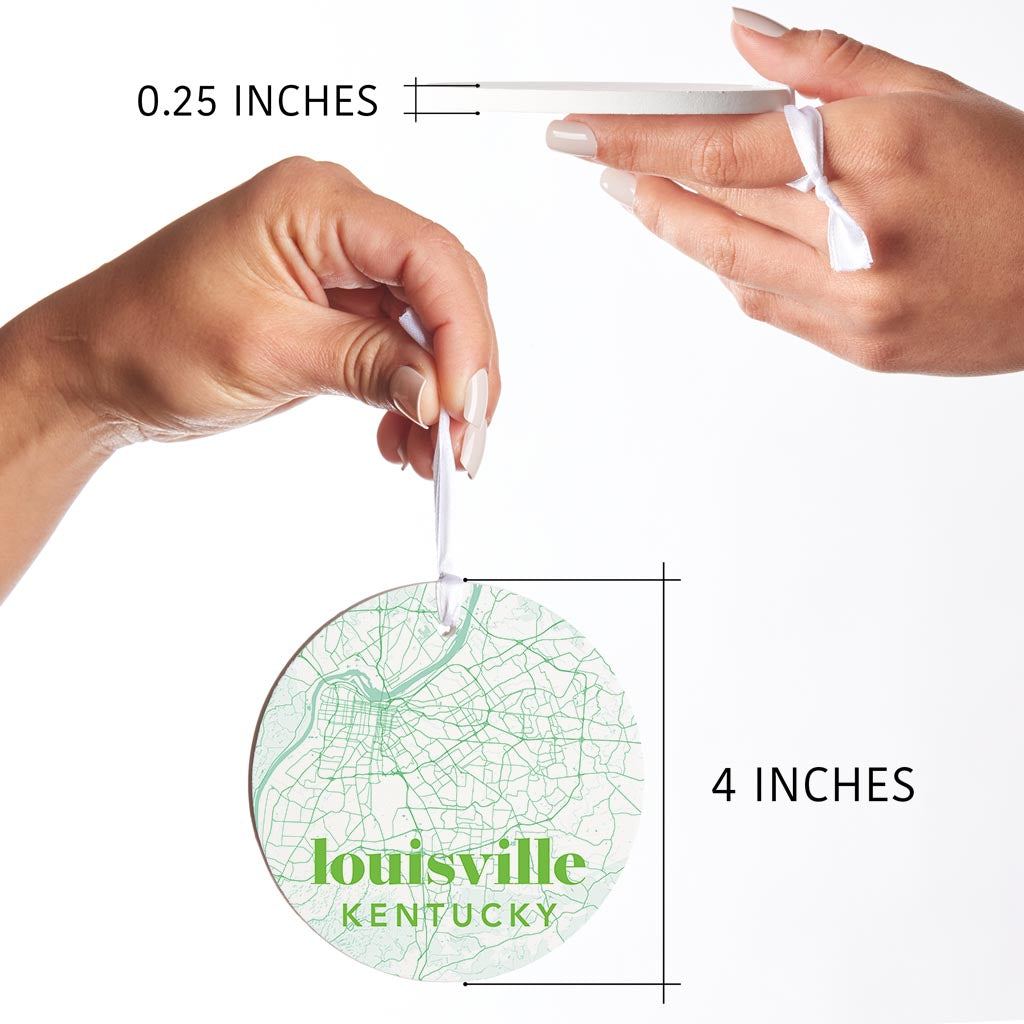 Bright Modern Green Map Kentucky Louisville | Wood Ornament | Eaches | Min 6