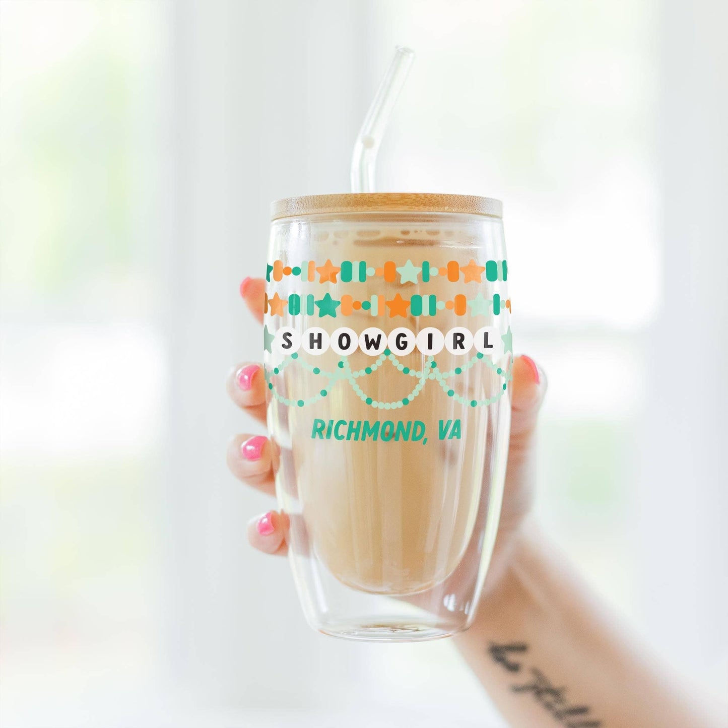 16oz Double Insulated Glass Tumbler-Love+Local Showgirl