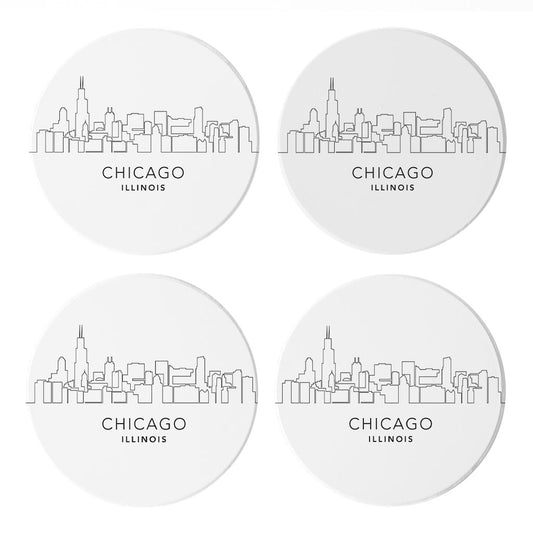Minimalistic B&W Illinois Chicago Skyline | 4x4