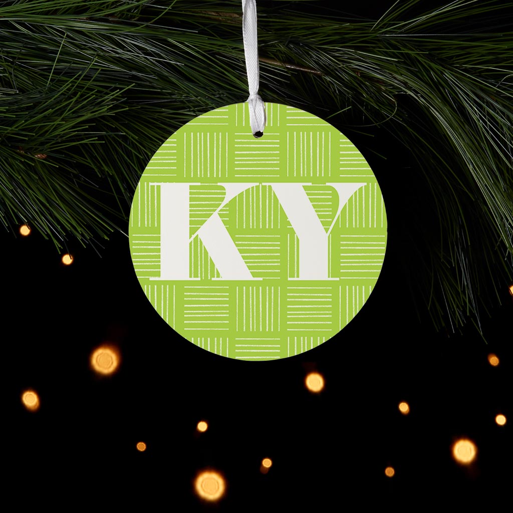 Bright Modern Abbreviated On Green Kentucky | Wood Ornament | Eaches | Min 6