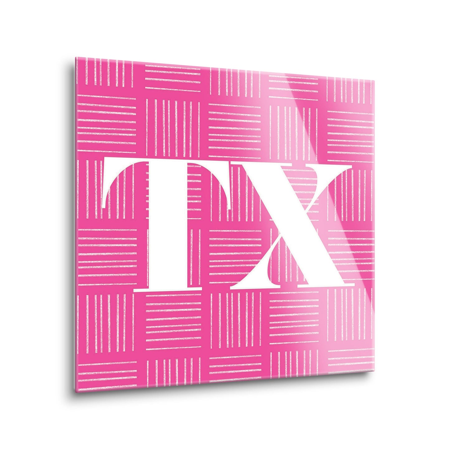 Bright Modern Abbreviated On Pink Texas | Hi-Def Glass Art | Eaches | Min 2