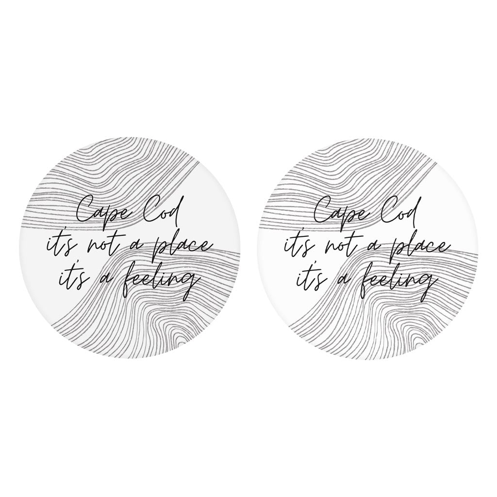Minimalistic B&W Cape Cod A Feeling | Absorbent Car Coasters | Set of 2 | Min 4