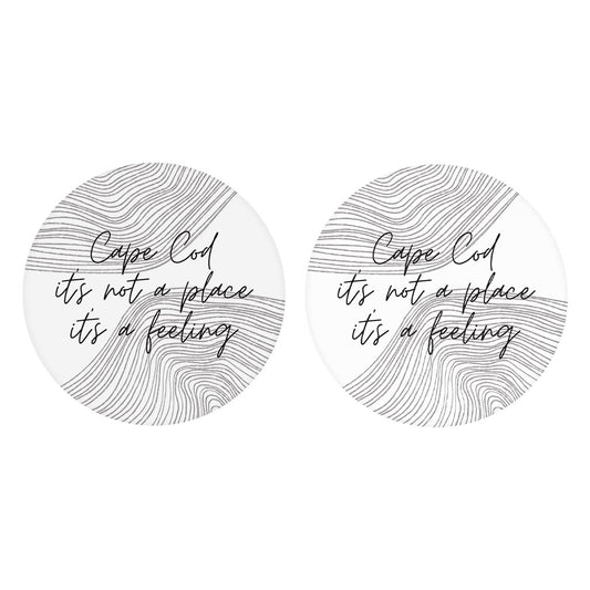 Minimalistic B&W Cape Cod A Feeling | Absorbent Car Coasters | Set of 2 | Min 4