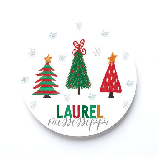 Round Coaster, Christmas Decor, Custom Gifts, Festive