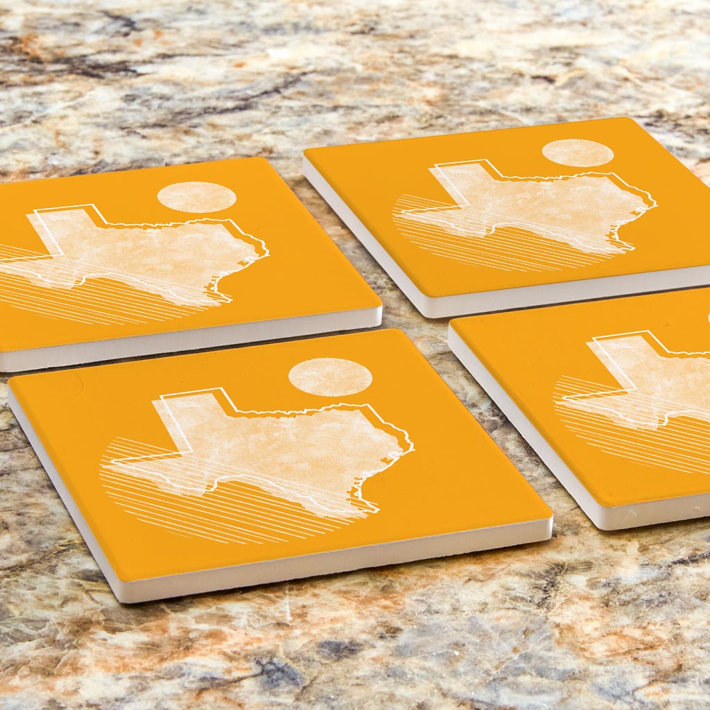 Bright Modern Geometric On Orange Texas | Absorbent Coasters | Set of 4 | Min 2