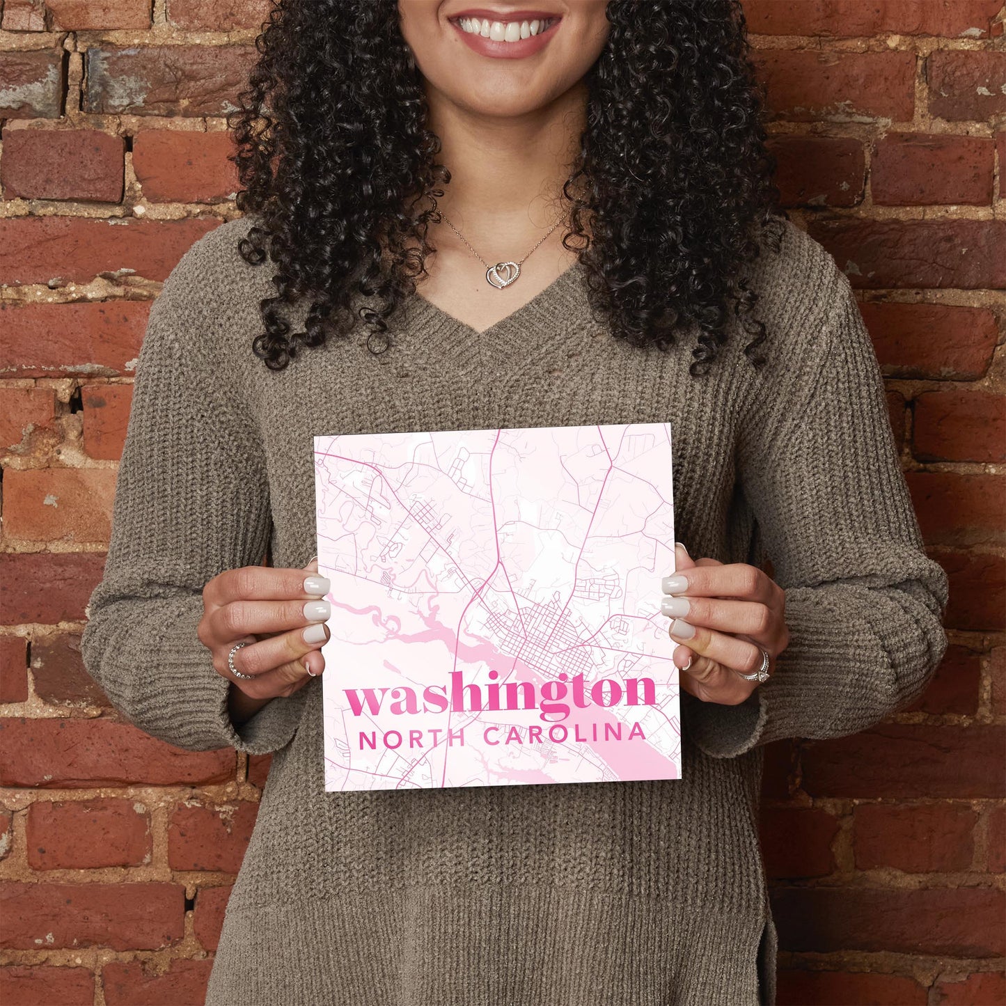 Bright Modern Pink Map North Carolina Washington| Hi-Def Glass Art | Eaches | Min 2