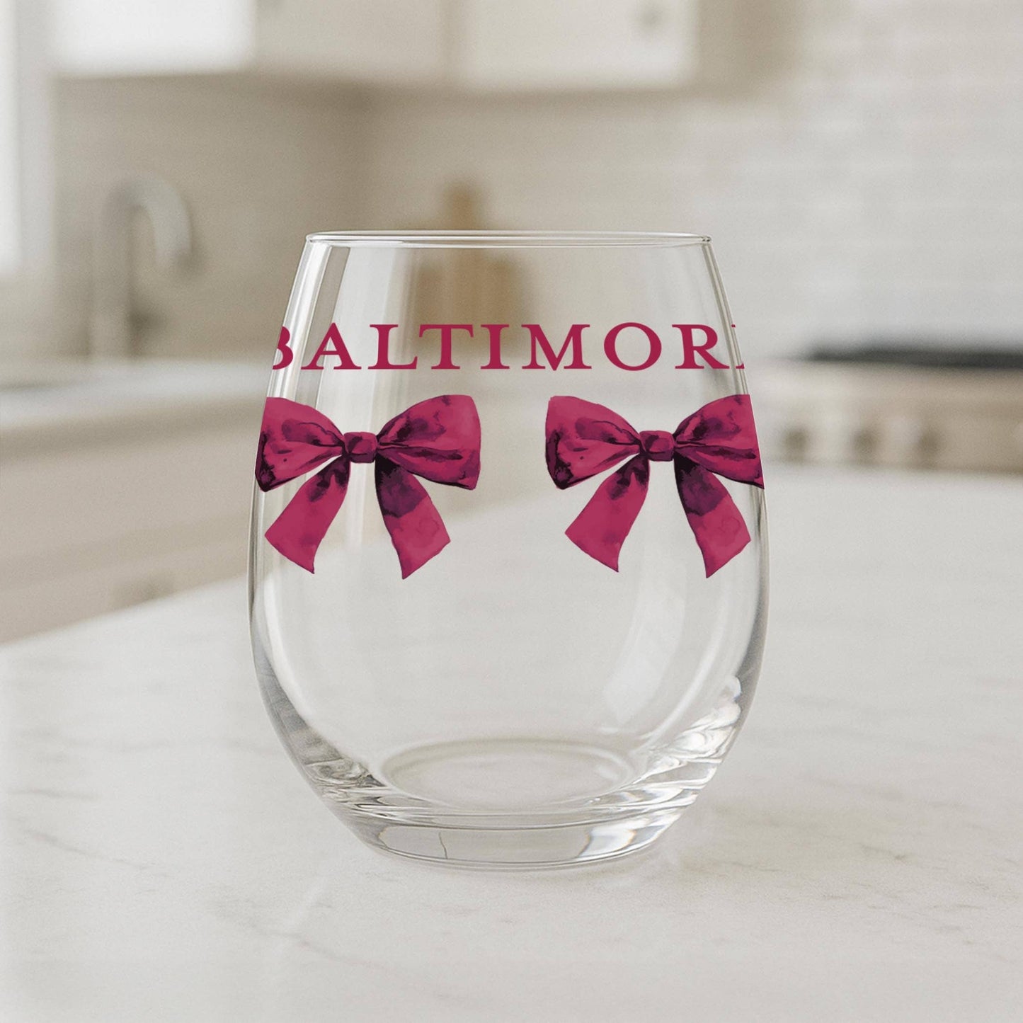 15oz Stemless Wine Glass-Love + Local Winterberry