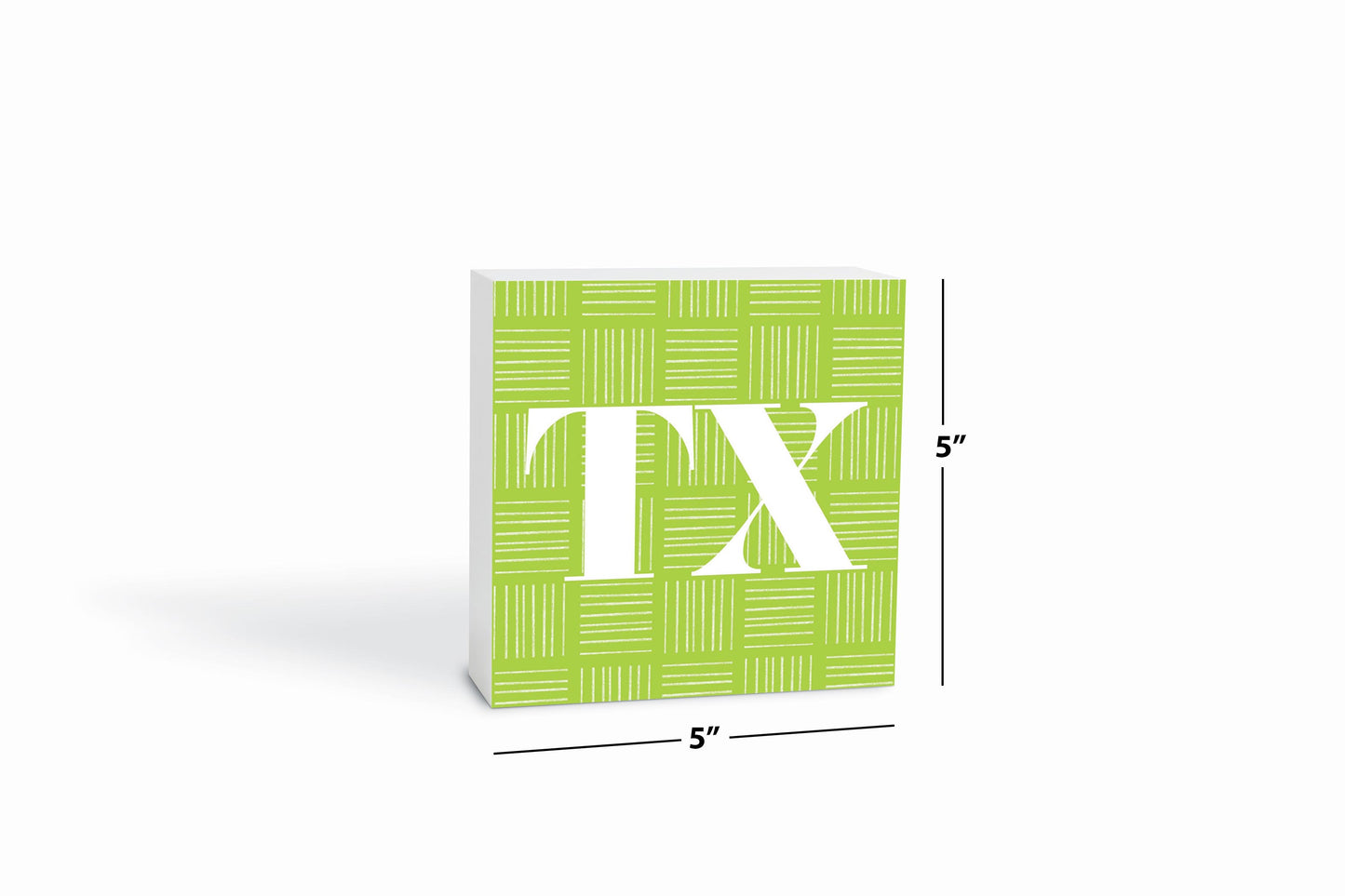 Bright Modern Abbreviated On Green Texas | Wood Block | Eaches | Min 4