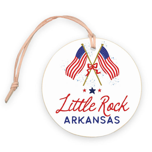 Ornament, Patriotic Gift, American Flag, Custom City/State