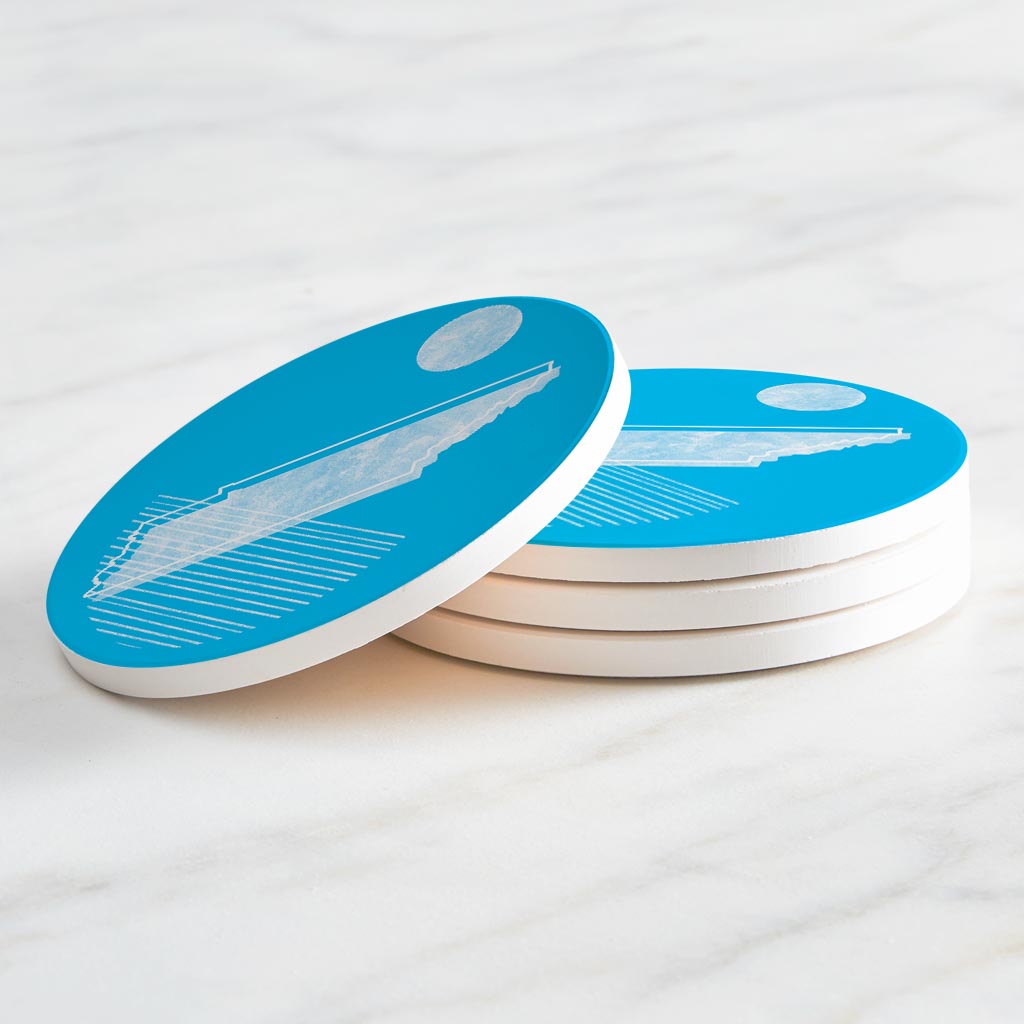 Bright Modern Geometric On Blue Tennessee | Absorbent Coasters | Set of 4 | Min 2