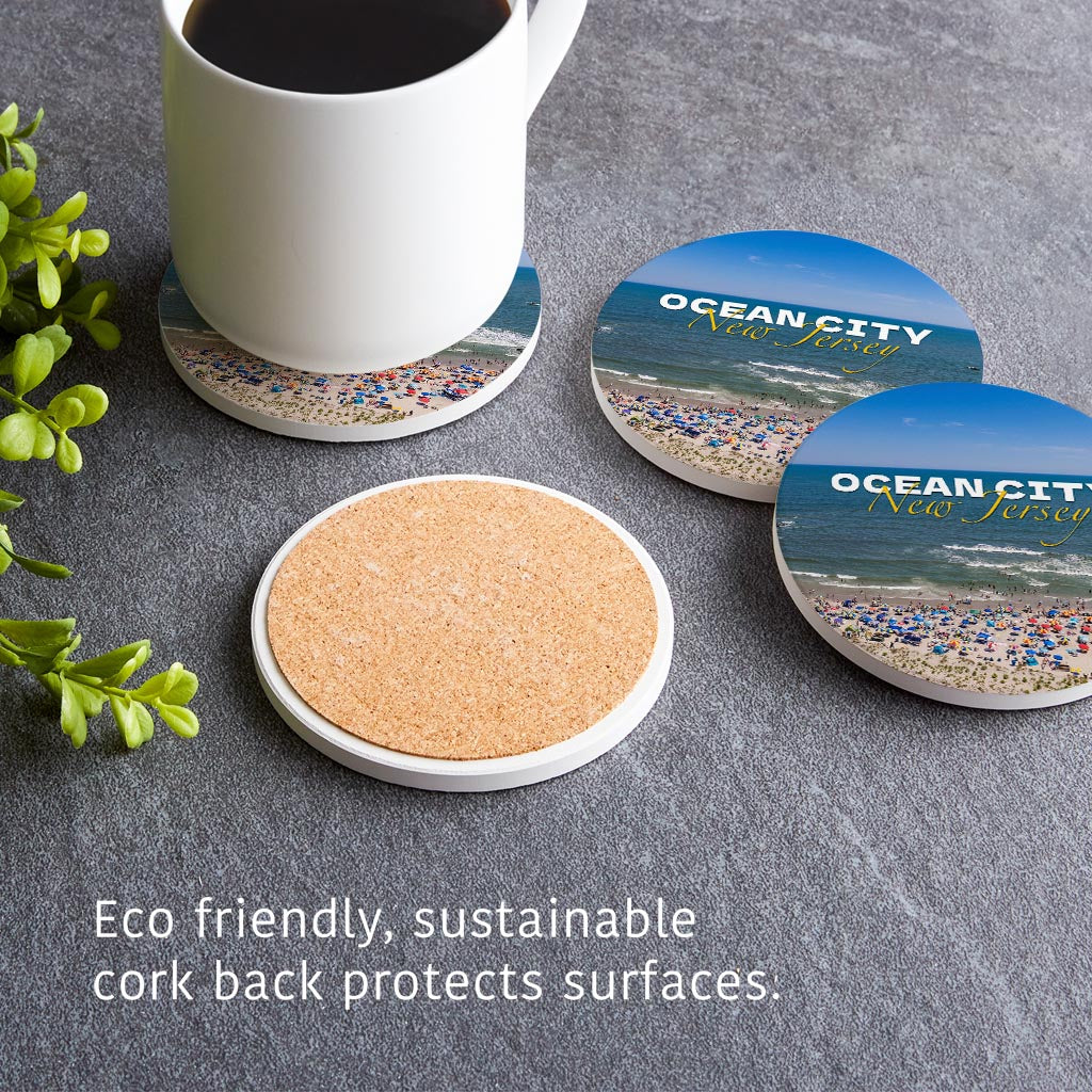 Beach Day Round Coaster| Absorbent Coasters | Set of 4 | Min 2