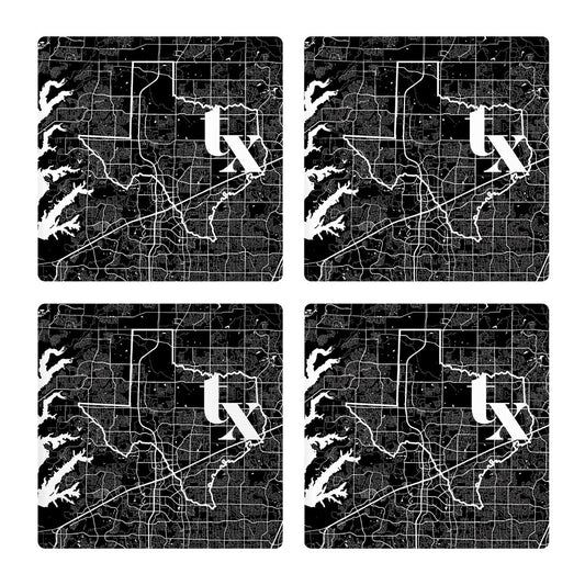 Black and White Abbreviated State Map Black Texas Frisco