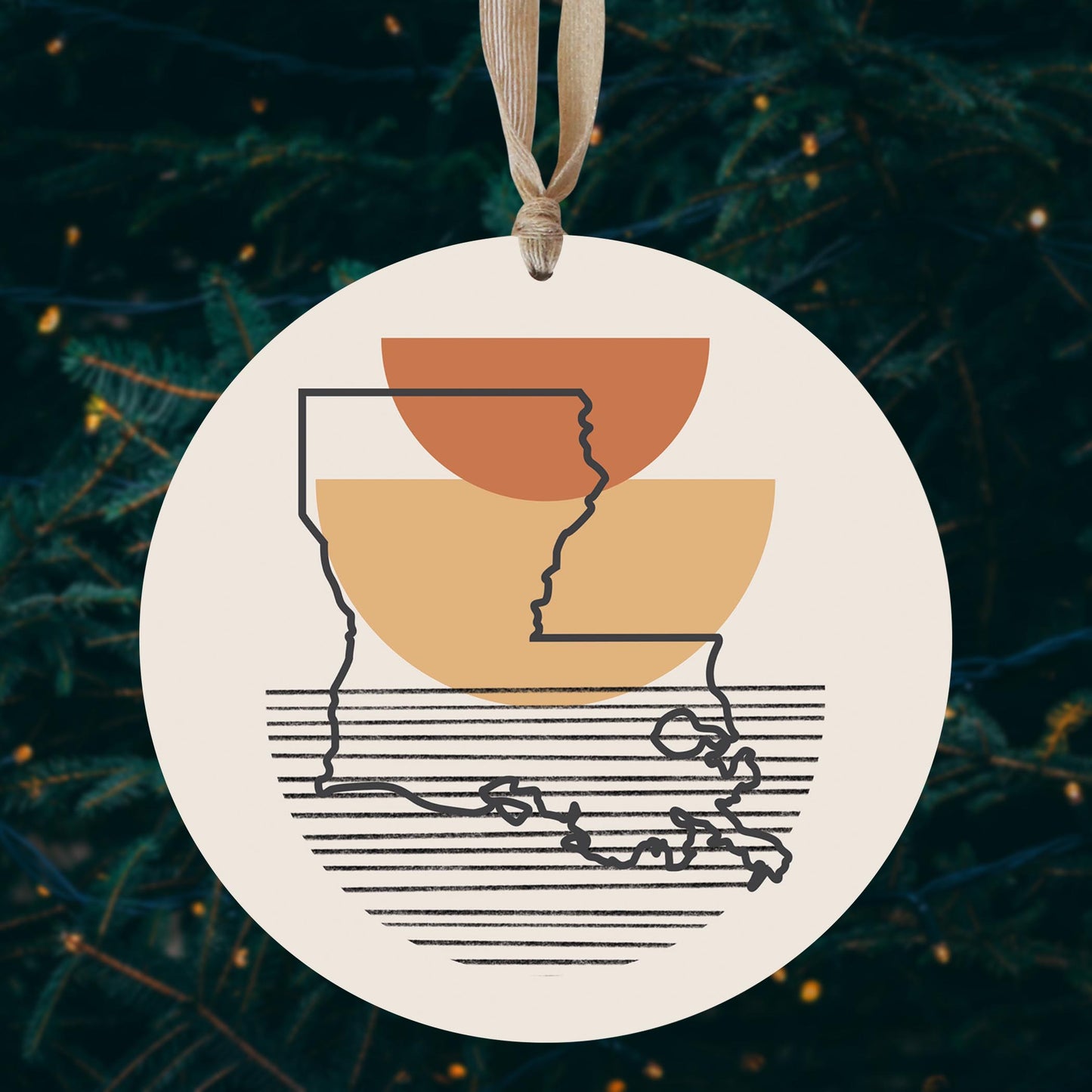 Vintage Groove Shape Stack Louisiana | Wood Ornament | Eaches | Min 1