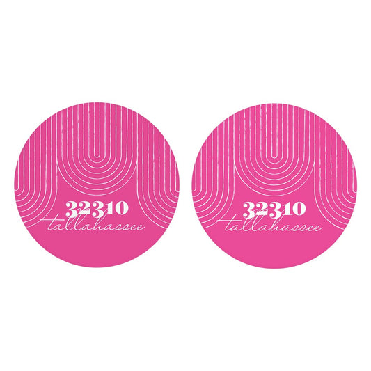 Bright Modern City Zip On Pink Florida Tallahassee | Absorbent Car Coasters | Set of 2 | Min 4