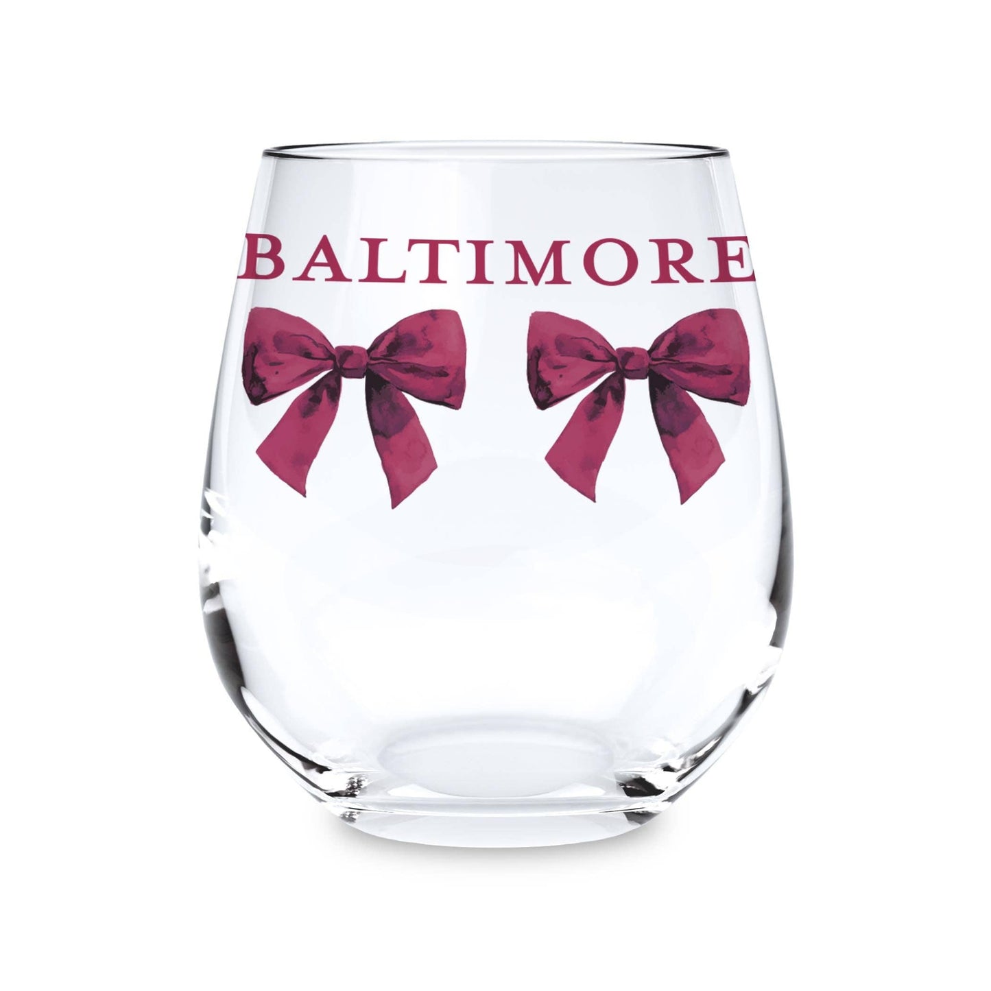 15oz Stemless Wine Glass-Love + Local Winterberry