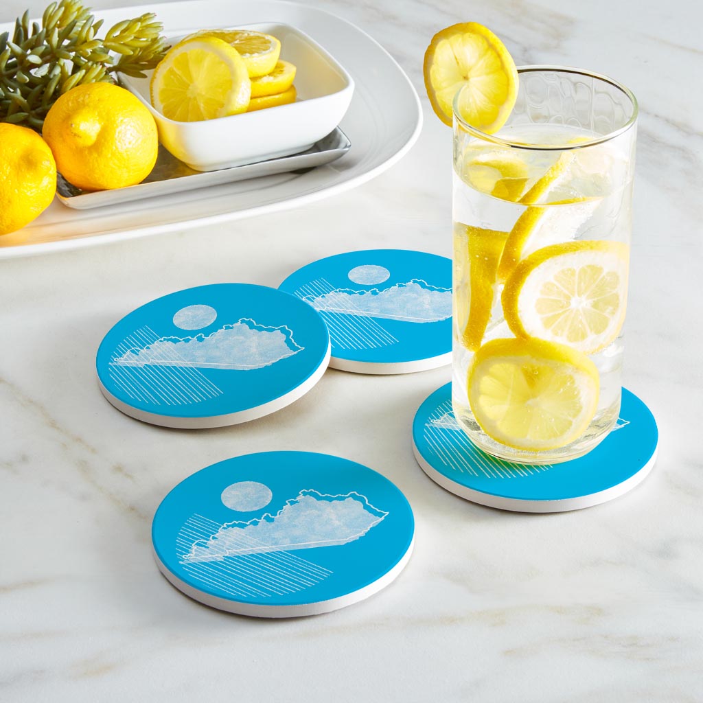 Bright Modern Geometric On Blue Kentucky| Absorbent Coasters | Set of 4 | Min 2