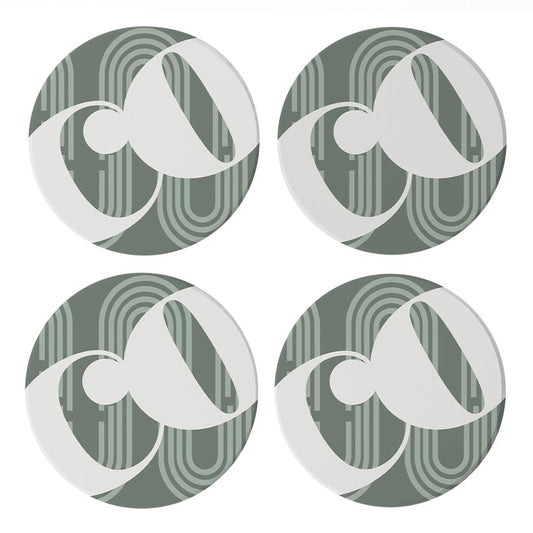 Vintage Groove Green Wave Lines Colorado| Absorbent Coasters | Set of 4 | Min 2