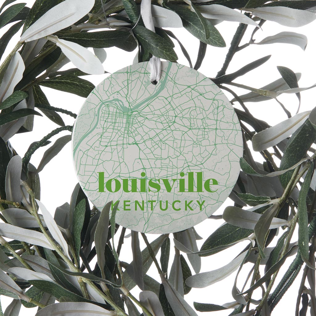 Bright Modern Green Map Kentucky Louisville | Wood Ornament | Eaches | Min 6