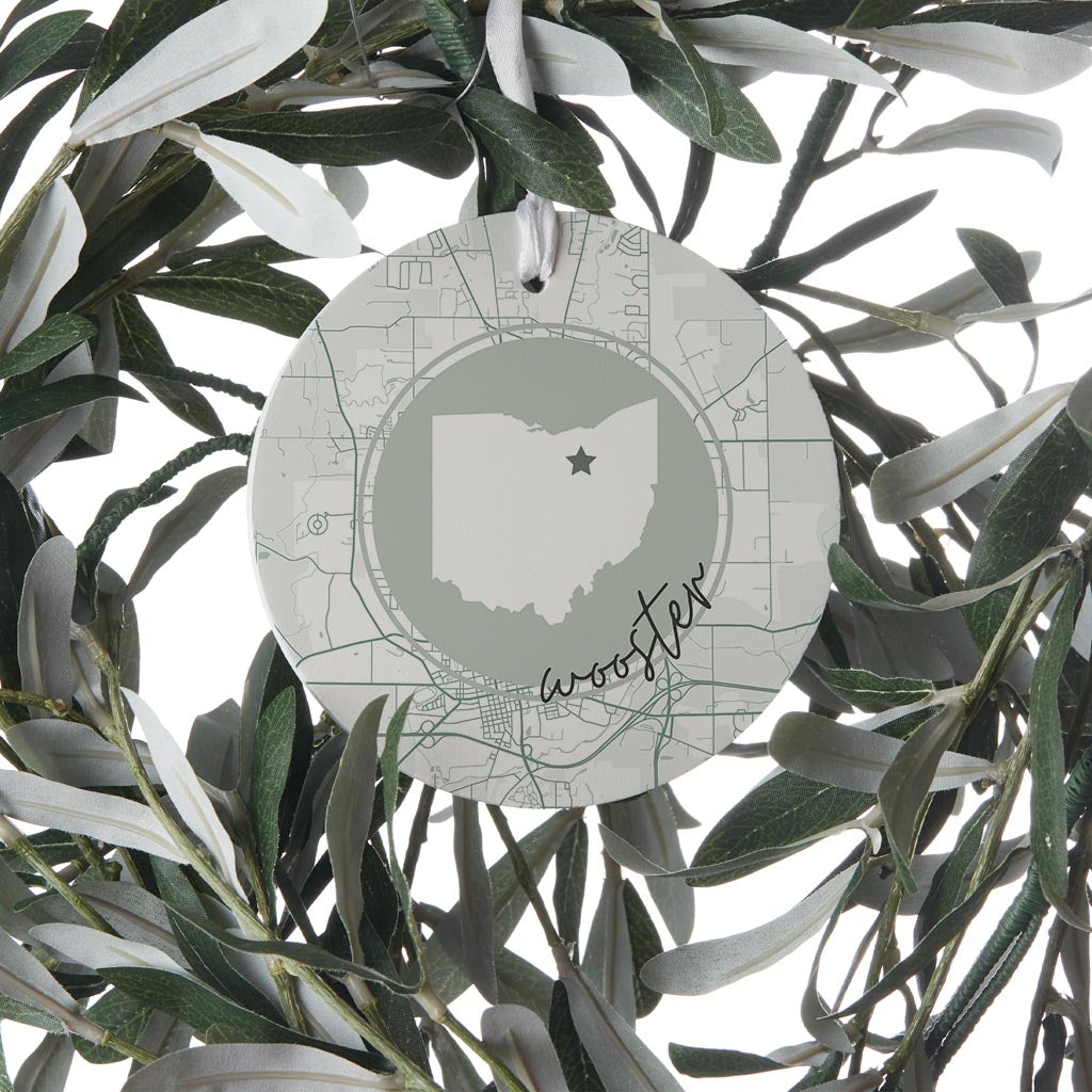 Vintage Groove State Star Map Ohio Wooster | Wood Ornament | Eaches | Min 6
