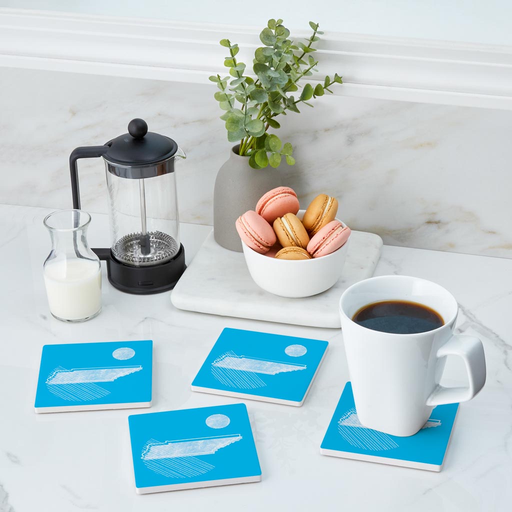 Bright Modern Geometric On Blue Tennessee | Absorbent Coasters | Set of 4 | Min 2