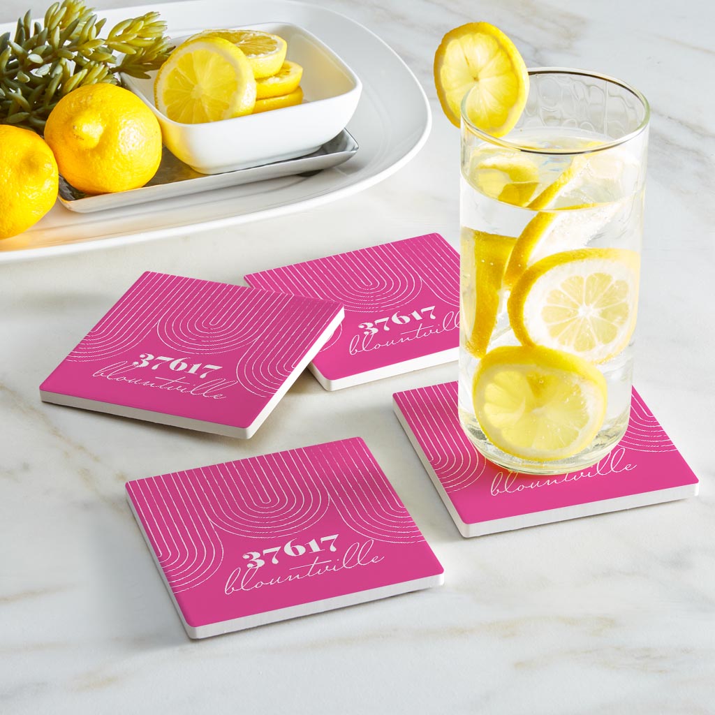 Bright Modern City Zip On Pink Tennessee Blountville | Absorbent Coasters | Set of 4 | Min 2