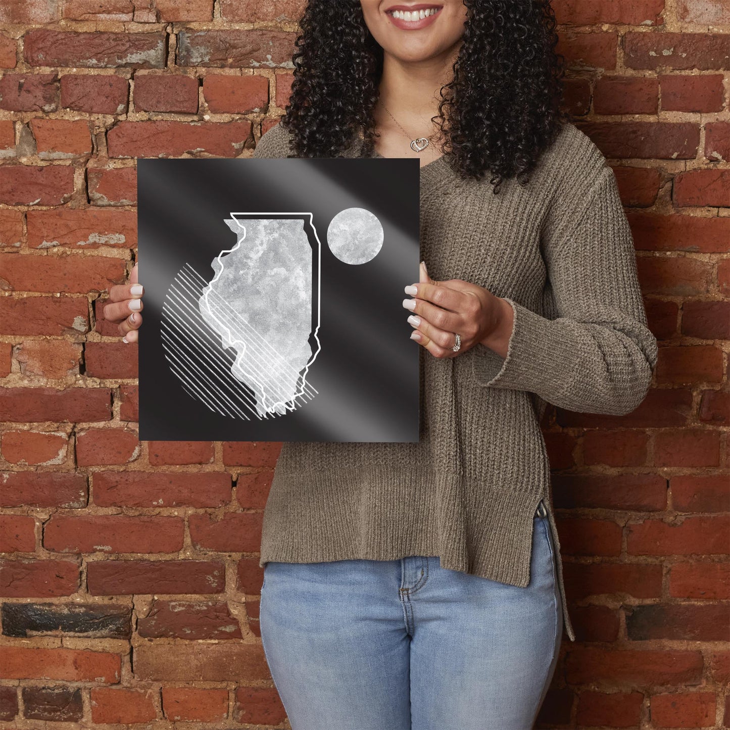 Black And White Geometric On Black Illinois| Hi-Def Glass Art | Eaches | Min 1