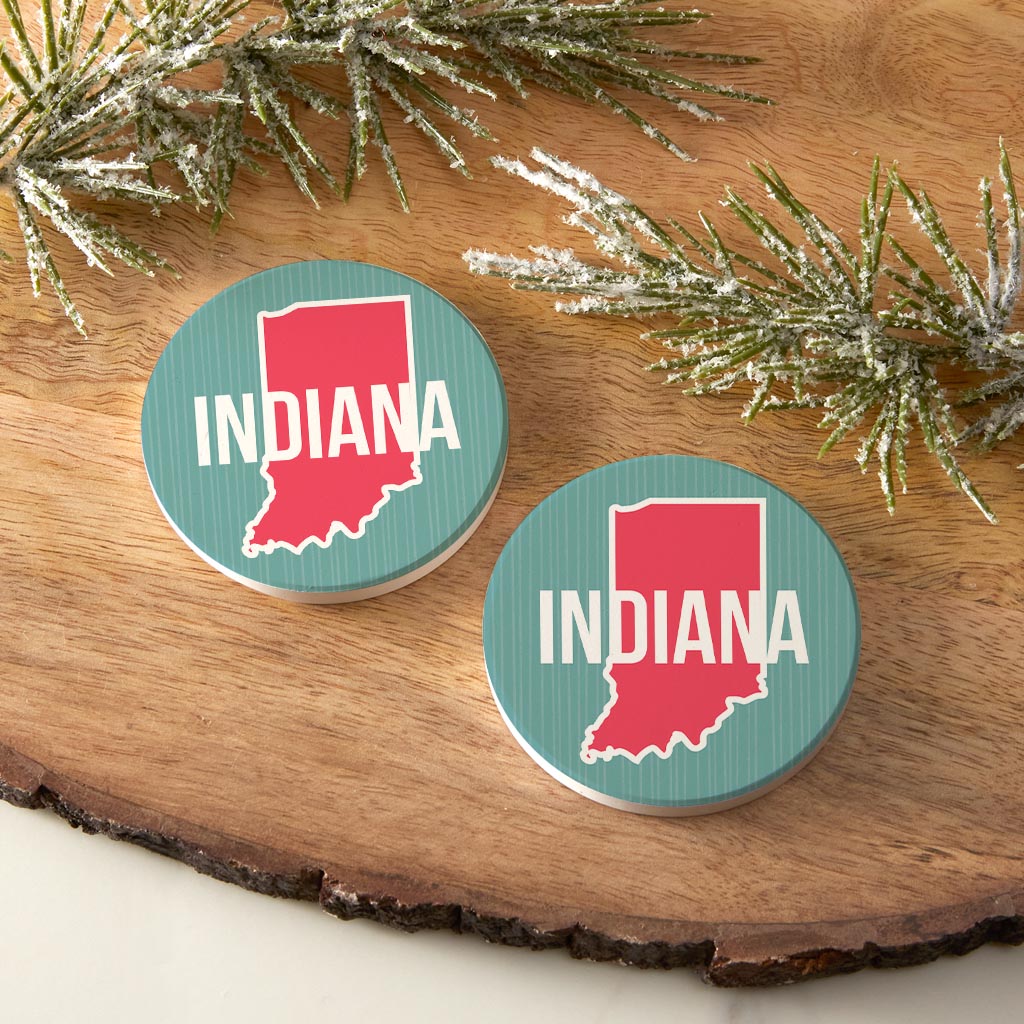 Boho Color State On Blue Indiana| Absorbent Car Coasters | Set of 2 | Min 4