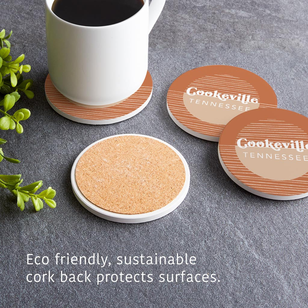 Vintage Groove State Star Map Tennessee Cookeville | Absorbent Coasters | Set of 4 | Min 2