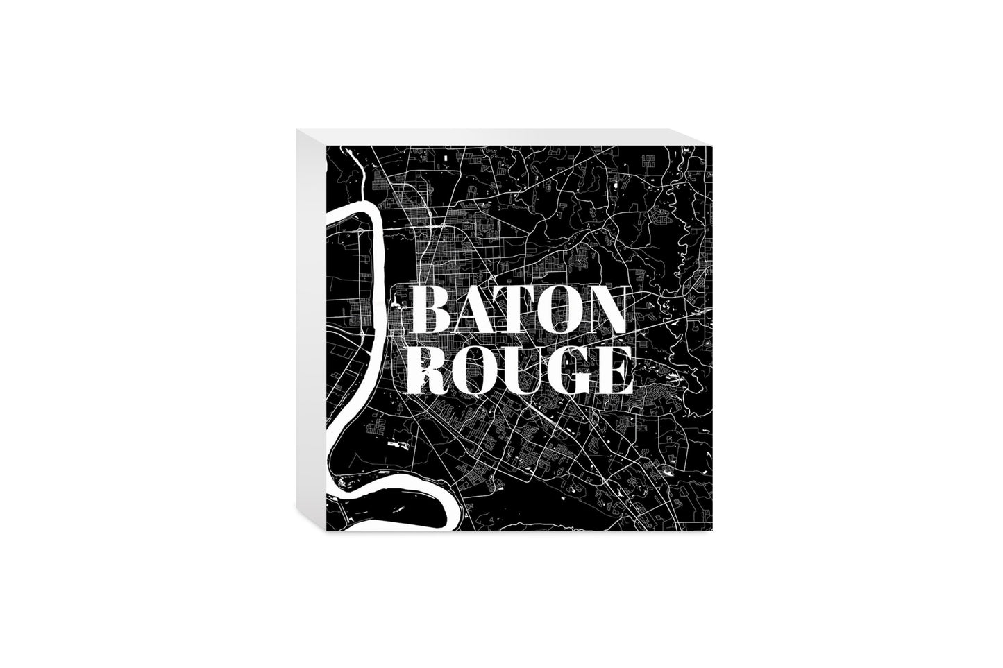Minimalistic Baton Rouge Black Map | Wood Block | Eaches | Min 4