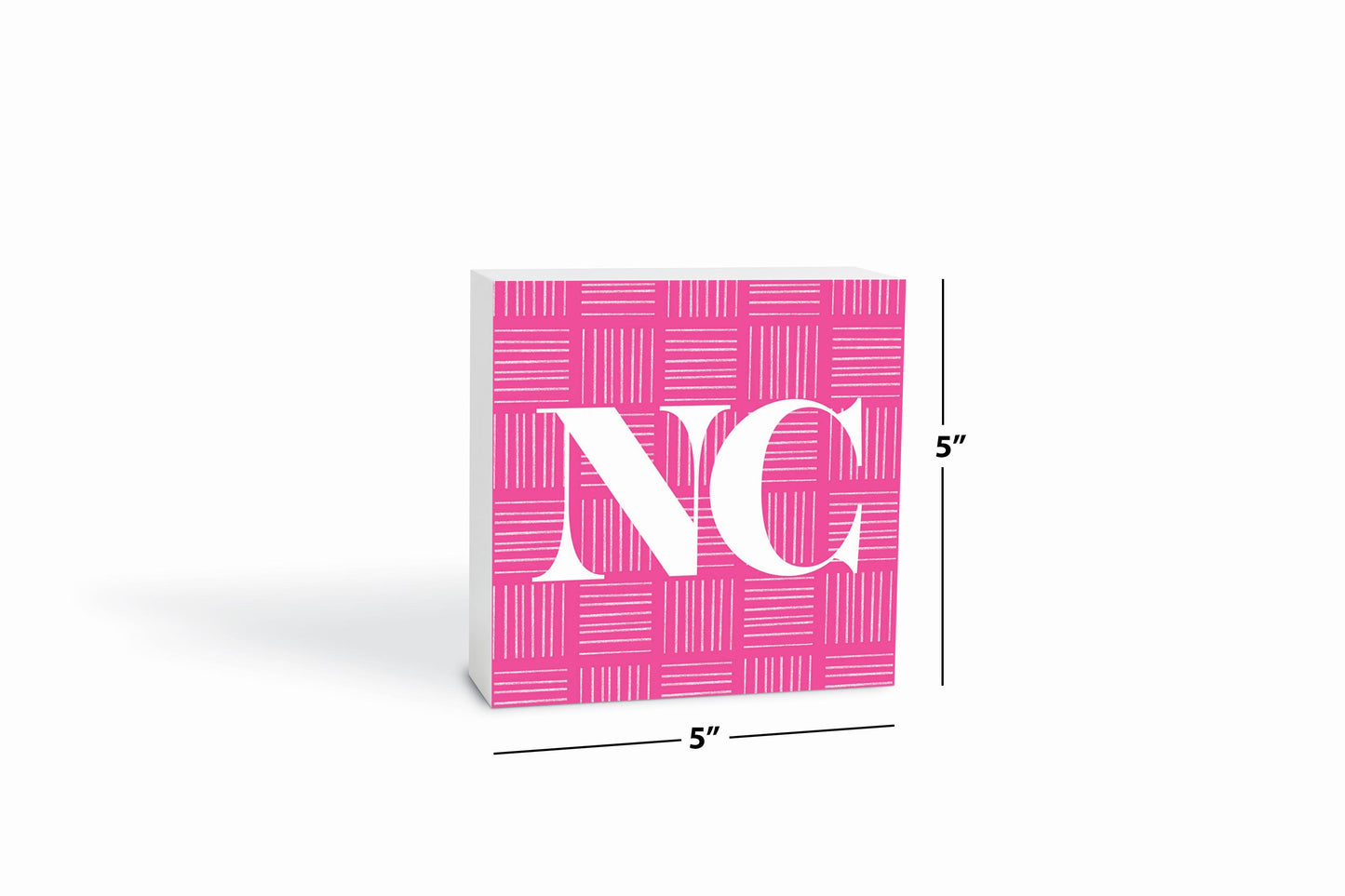 Bright Modern Abbreviated On Pink North Carolina| Wood Block | Eaches | Min 4