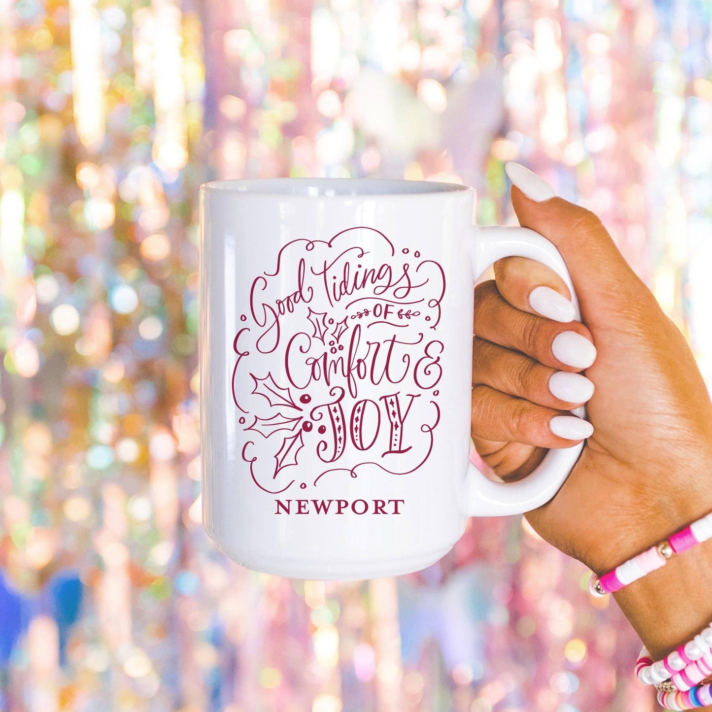 15oz Coffee Mug White-Love + Local Winterberry