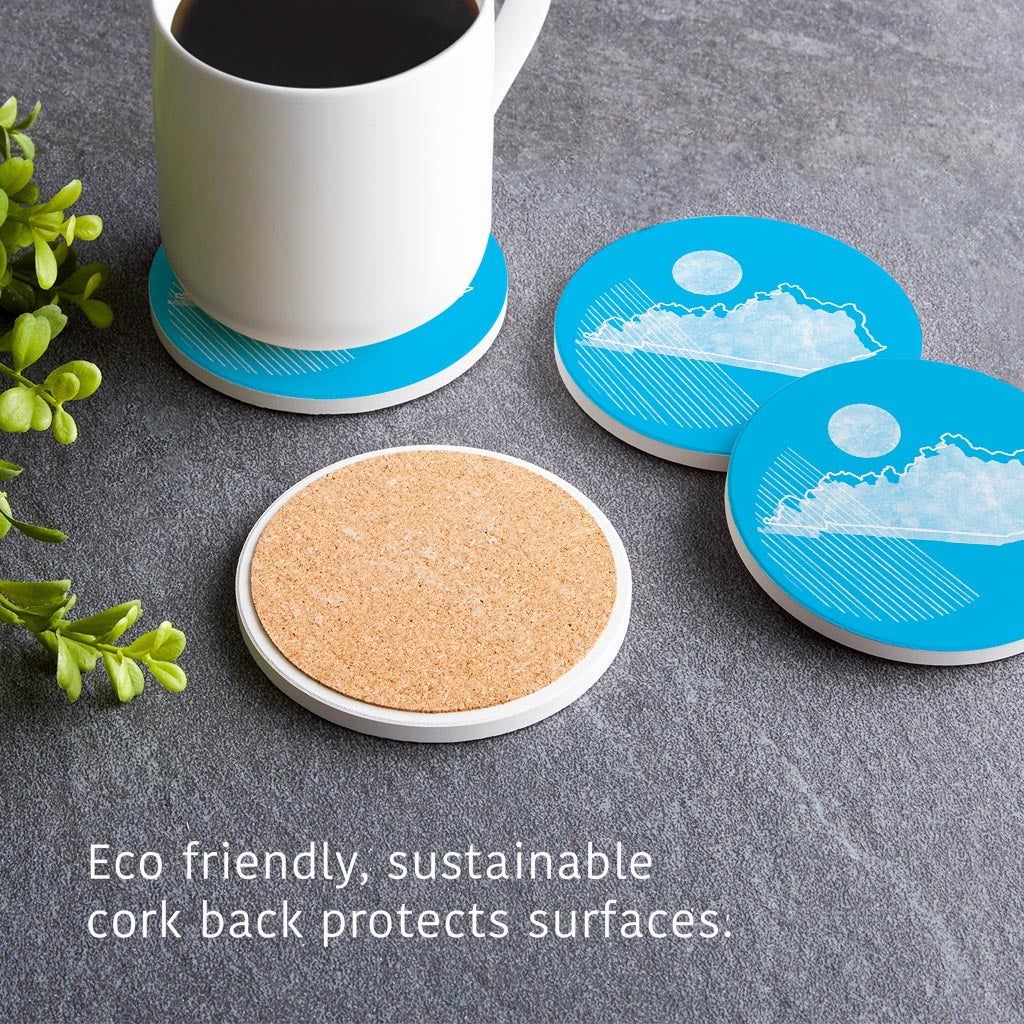 Bright Modern Geometric On Blue Kentucky| Absorbent Coasters | Set of 4 | Min 2