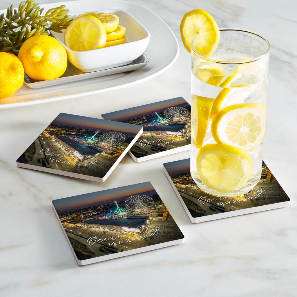 Neon Boardwalk Square Coaster | Absorbent Coasters | Set of 4 | Min 2