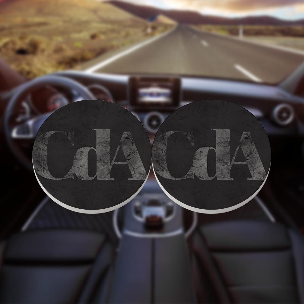 Minimalist B&W Idaho Cda Black Initials | Absorbent Car Coasters | Set of 2 | Min 4