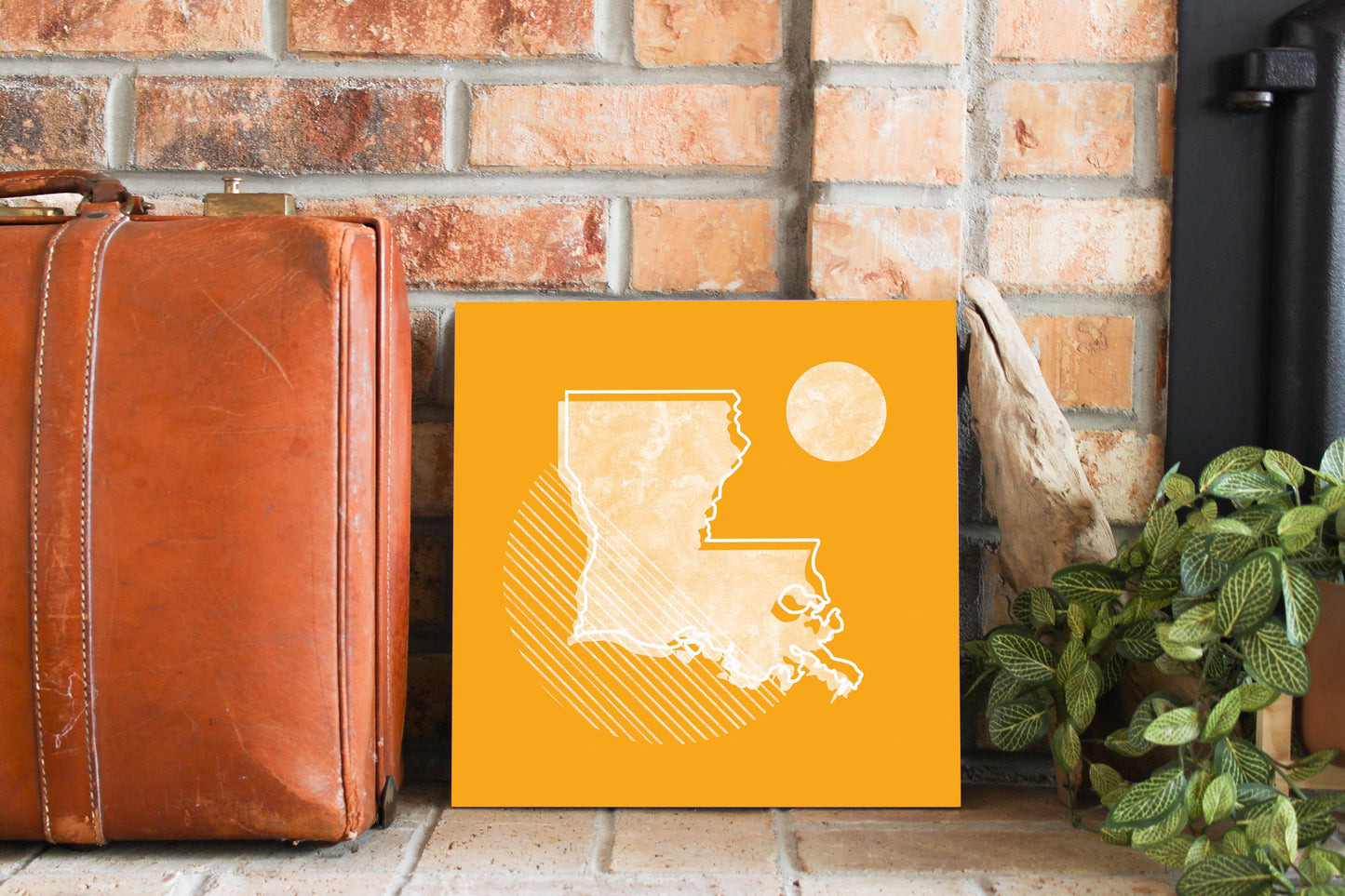 Bright Modern Geometric On Orange Louisiana | Wood Sign | Eaches | Min 2