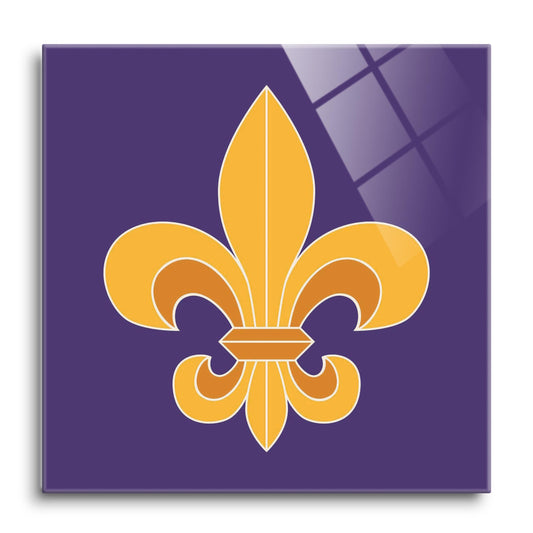 Purple Gold Louisiana Fleur De Lis | Hi-Def Glass Art | Eaches | Min 1