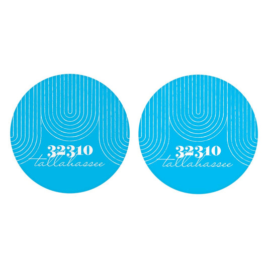 Bright Modern City Zip On Teal Florida Tallahassee | Absorbent Car Coasters | Set of 2 | Min 4
