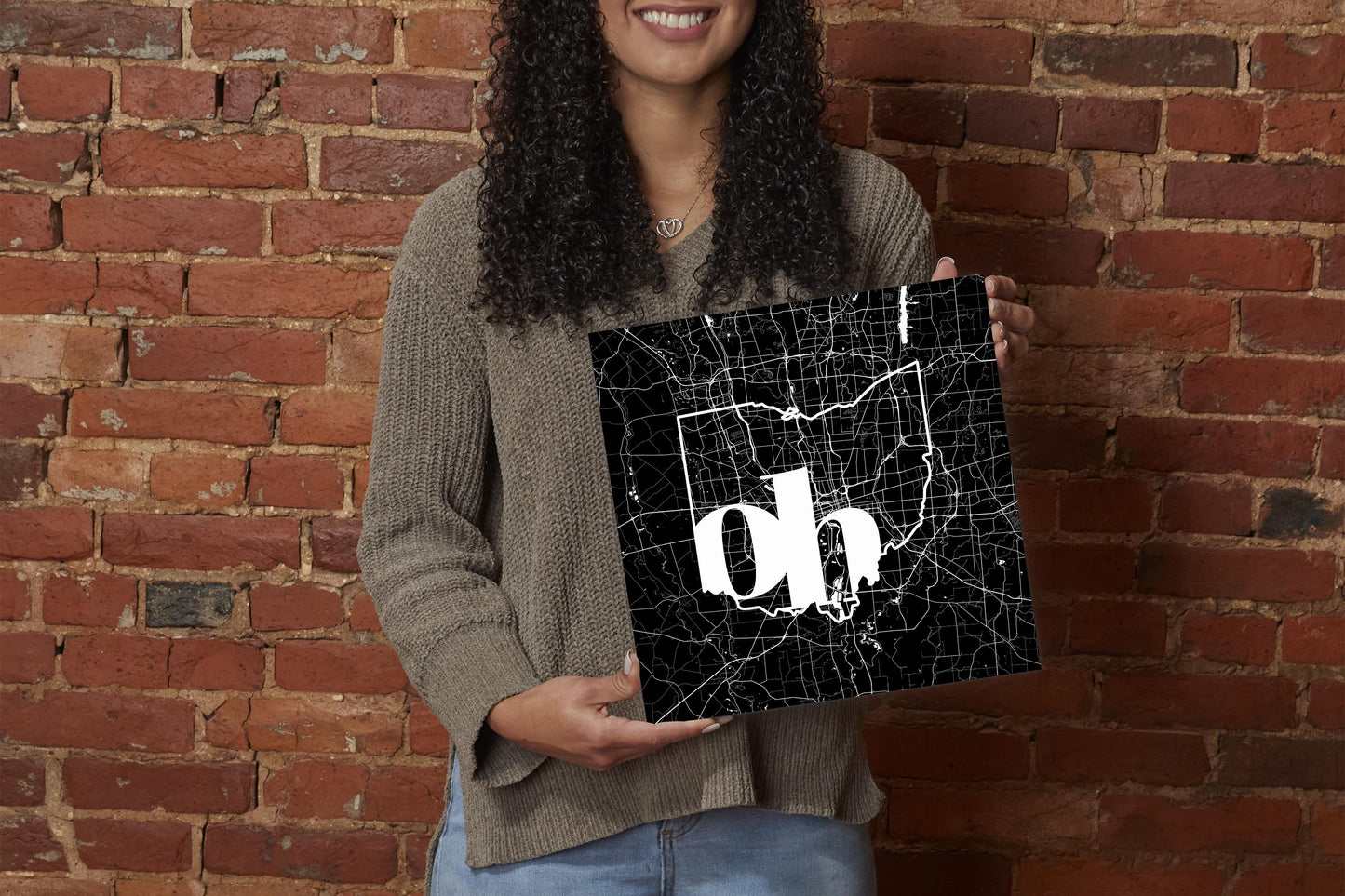 Black And White Abbreviated State Map Black Ohio Columbus | Wood Sign | Eaches | Min 2