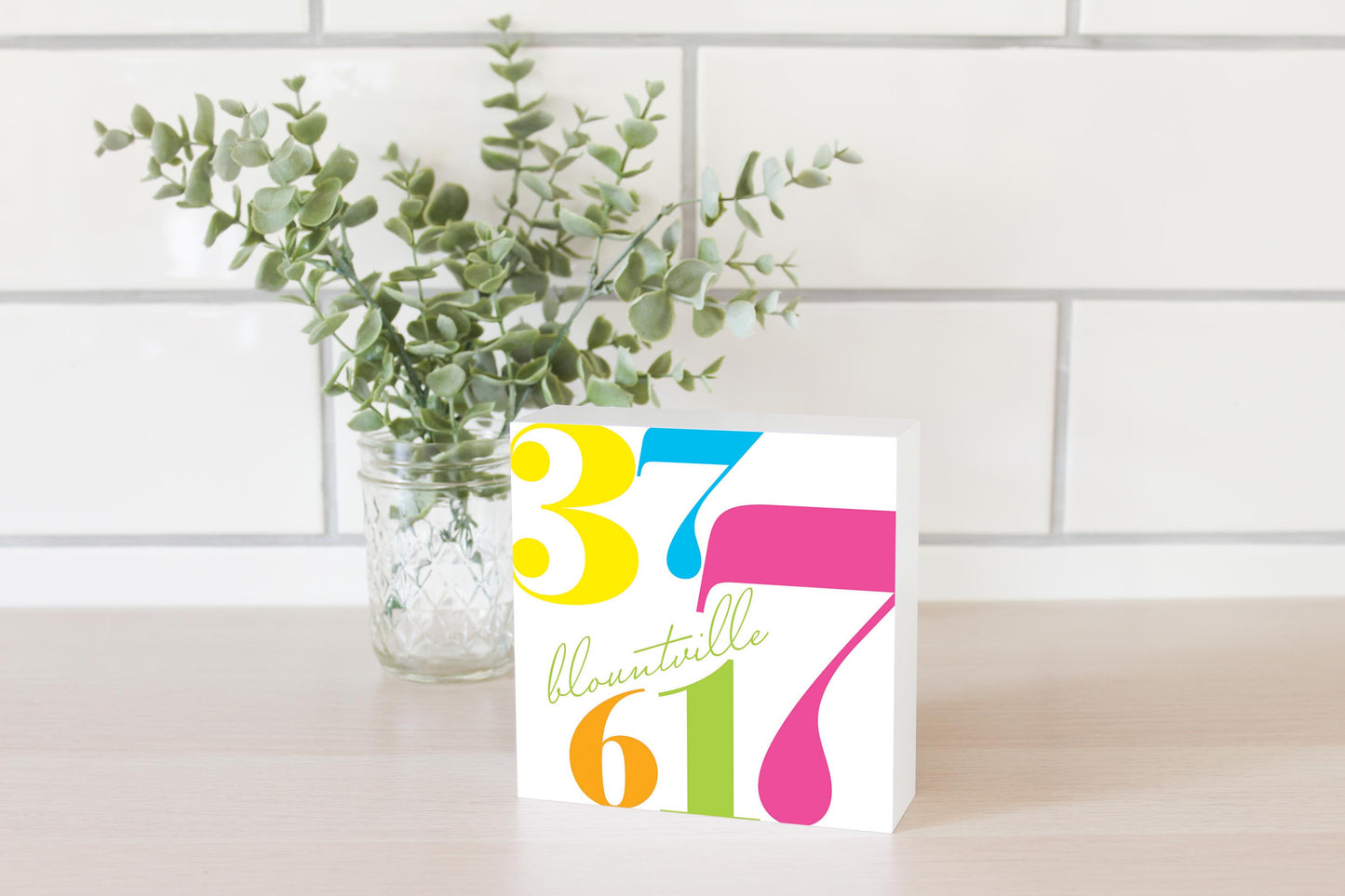 Bright Modern Color Block City Zip Tennessee Blountville | Wood Block | Eaches | Min 4