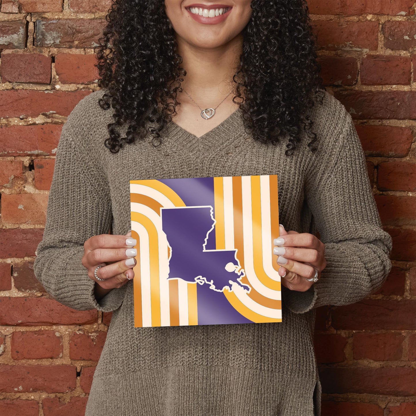 Purple Gold Louisiana Retro State Shape | Hi-Def Glass Art | Eaches | Min 2