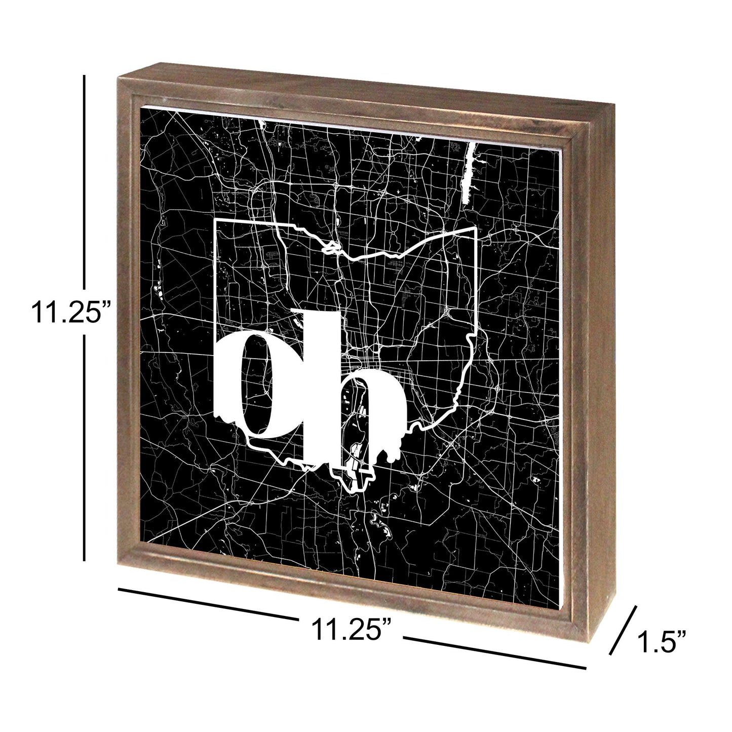 Black And White Abbreviated State Map Black Ohio Columbus | Wood Sign | Eaches | Min 1