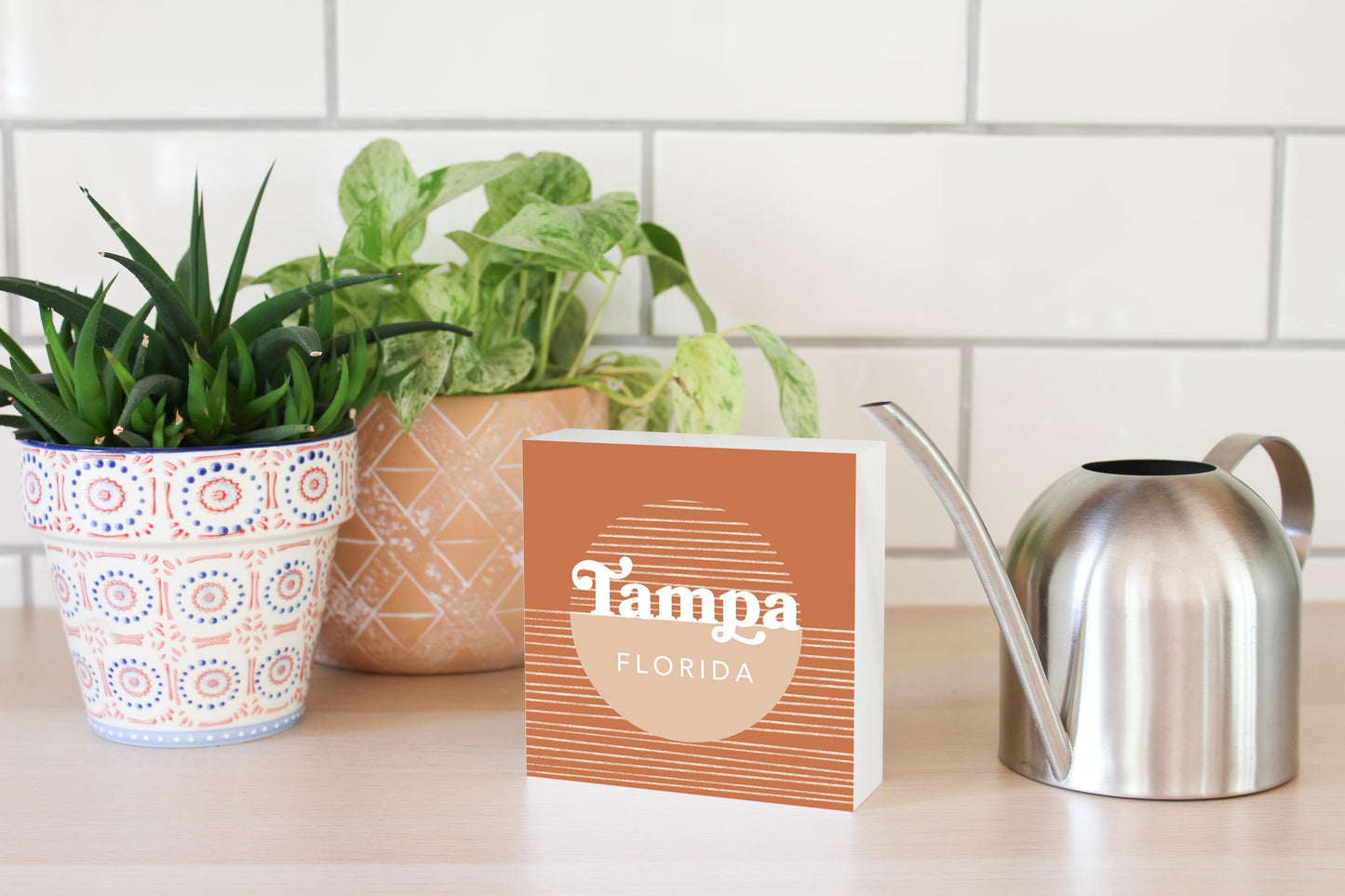 Vintage Groove Half Circle Lines Florida Tampa| Wood Block | Eaches | Min 4